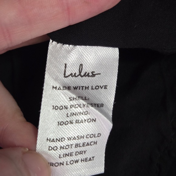 Lulus Floral Clip Dot Smocked Tiered Mini Dress XL Black Puff Sleeve Chiffon - Picture 16 of 16